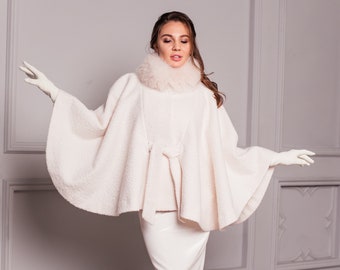 Wedding Coat for Bride, Bridal Jacket for Winter Wedding Dress, Wedding Cape with Fur, Haifa