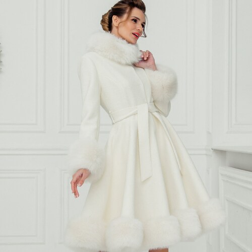 Wedding Coat Bridal Jacket Ivory Faux Fur Bridal Coat Bride Etsy