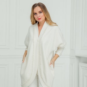 Wedding Coat for Winter Wedding Dress, Long Embroidered Bridal Jacket, Ivory Bridal Coat, Wedding Jacket, Ilona