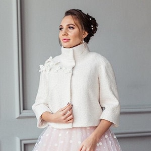 Wedding Jacket for Winter Wedding Dress Coat, Ivory Bridal Coat for Bride, Wedding Coat, Ivon