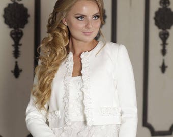 Bridal Jacket for Winter Wedding Dress, Faux Cashmere Wedding Coat, White Wedding Jacket Coat for Bride, Diana