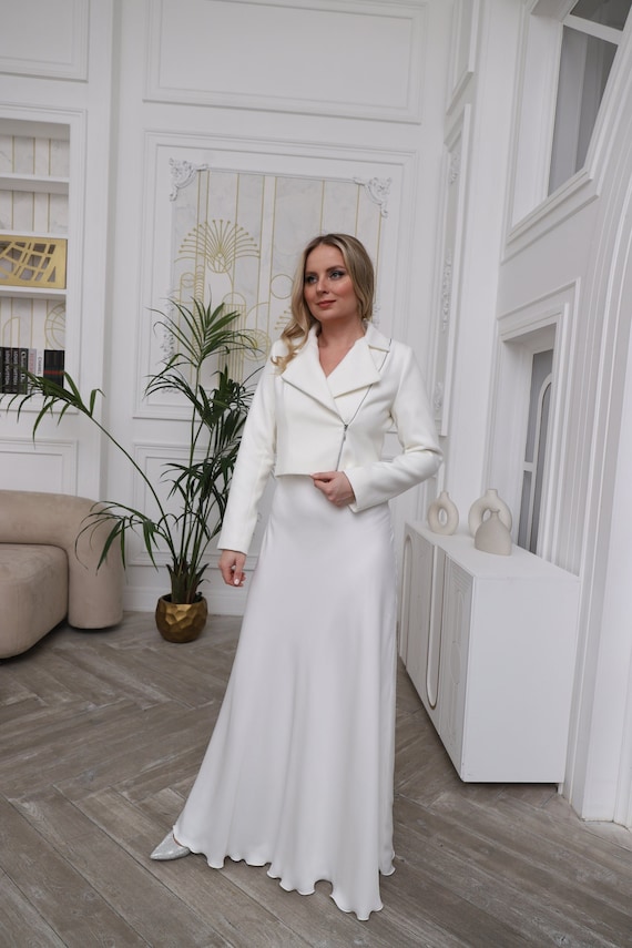 knee length dresses for ladies Long Bridal Cape Jacket (#BRISA) main image 0