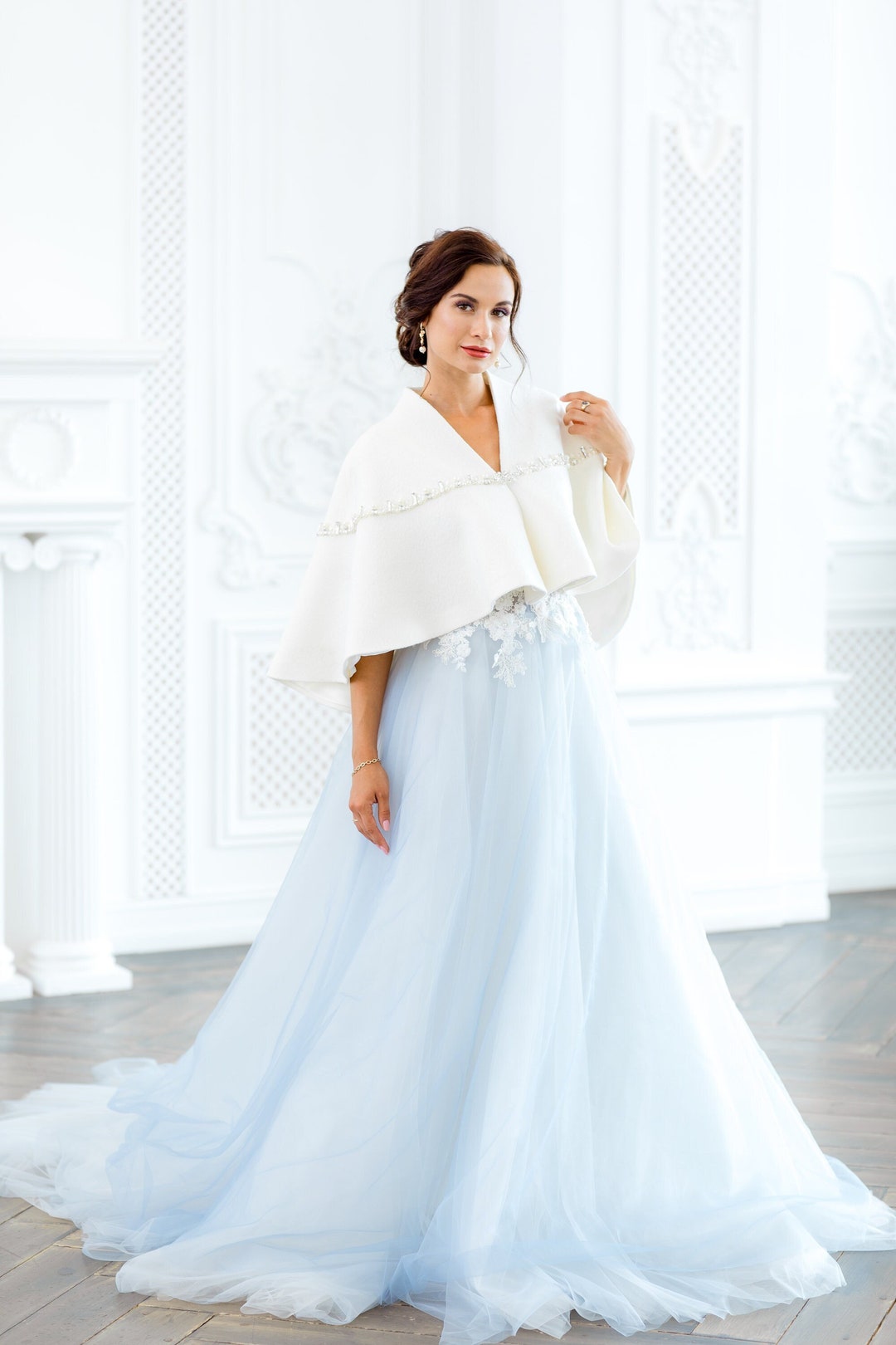 Bridal Cape for Winter Wedding Dress, Ivory Wedding Cape, Bridal Jacket ...