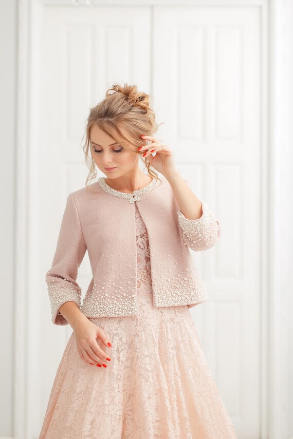 Pink Bridal Jacket for Winter Wedding Dress Wedding Coat for Etsy