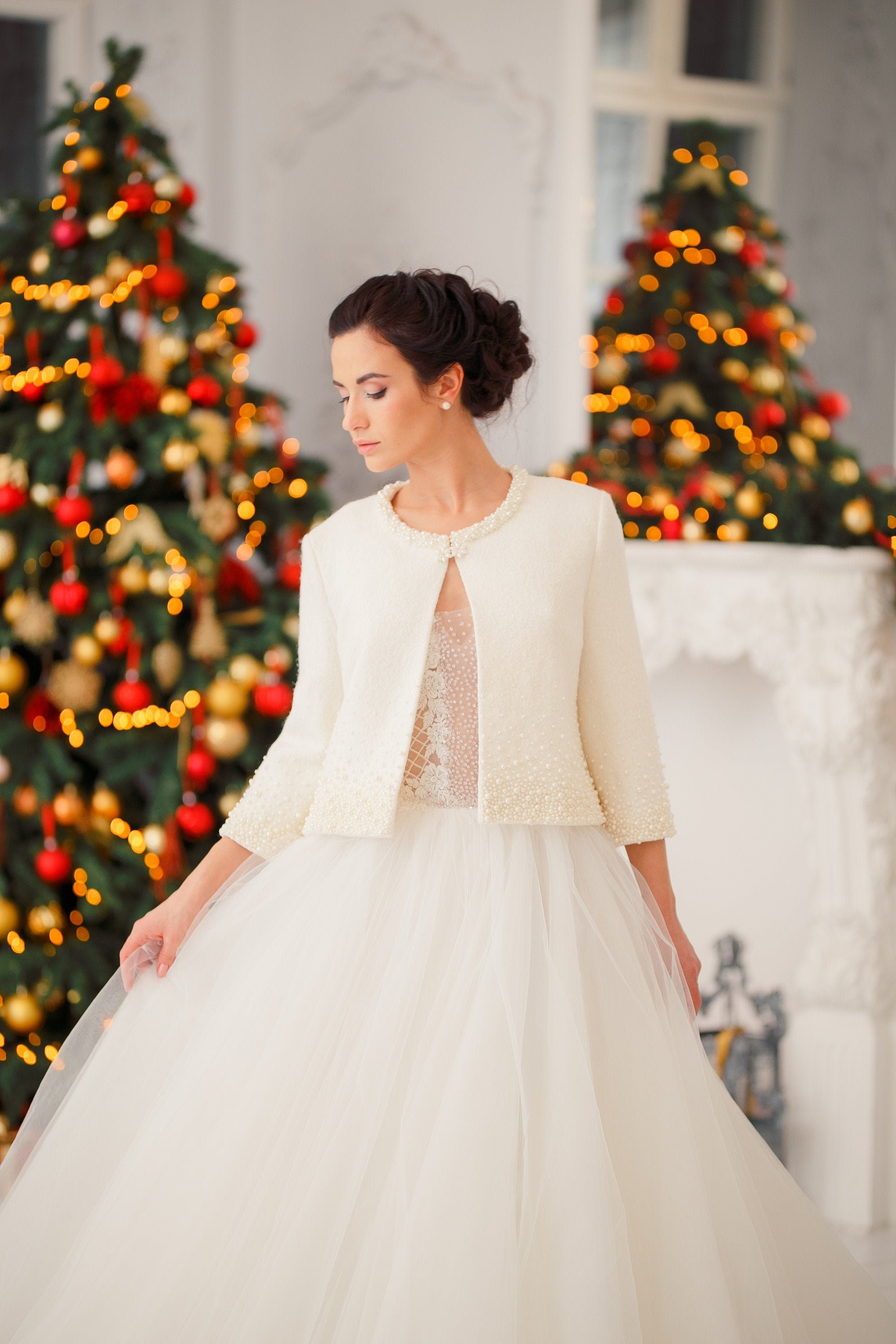 Ivory Bridal Jacket for Winter Wedding 