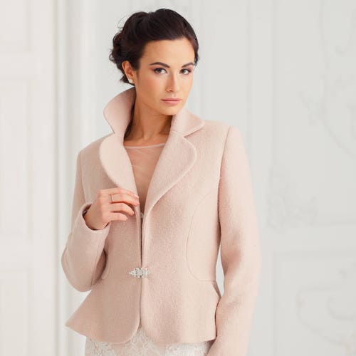 pale pink boucle jacket