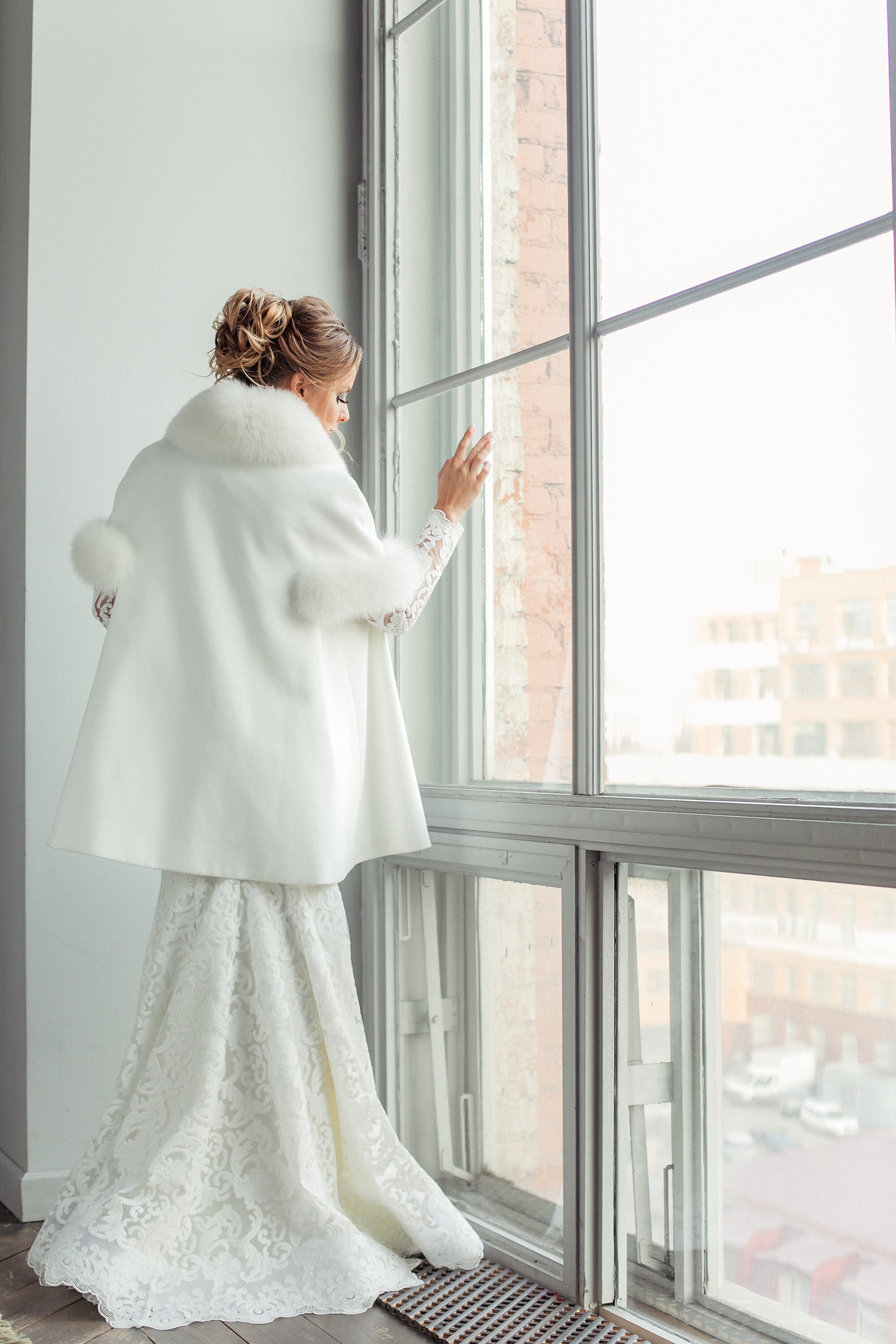 winter wedding dresses with fur trim Bridal Coat With Arctic Fox Fur Trim - Winter Wedding Jacket