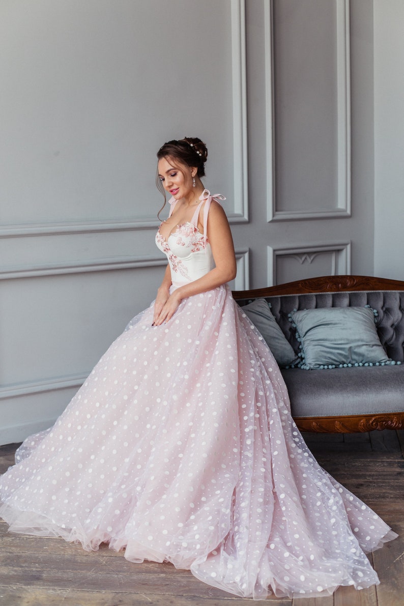 pink simple wedding dress