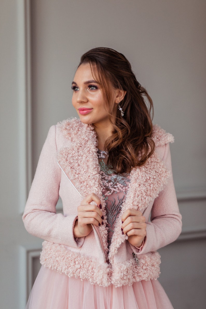 Bridal Jacket Pink Bridal Coat Wedding Jacket Wedding Etsy