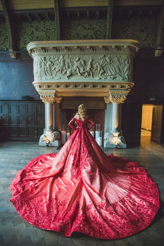 One of a Kind Princess Red Wedding Dress Unique Special | Etsy