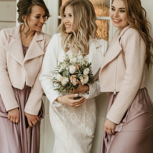 Bridal Jacket for Winter Wedding Dress, Pink Wedding Coat