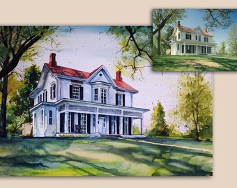 house watercolor etsy