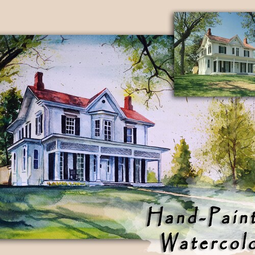 Custom House Watercolor 11x14 Etsy