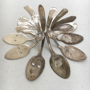 Assorted Hooks Flat Spoon Hangers Antique Vintage Silverplate Silverware Coat Hat Curtain Tie Backs Upcycle Reuse Art Wall Rack W/ Screws