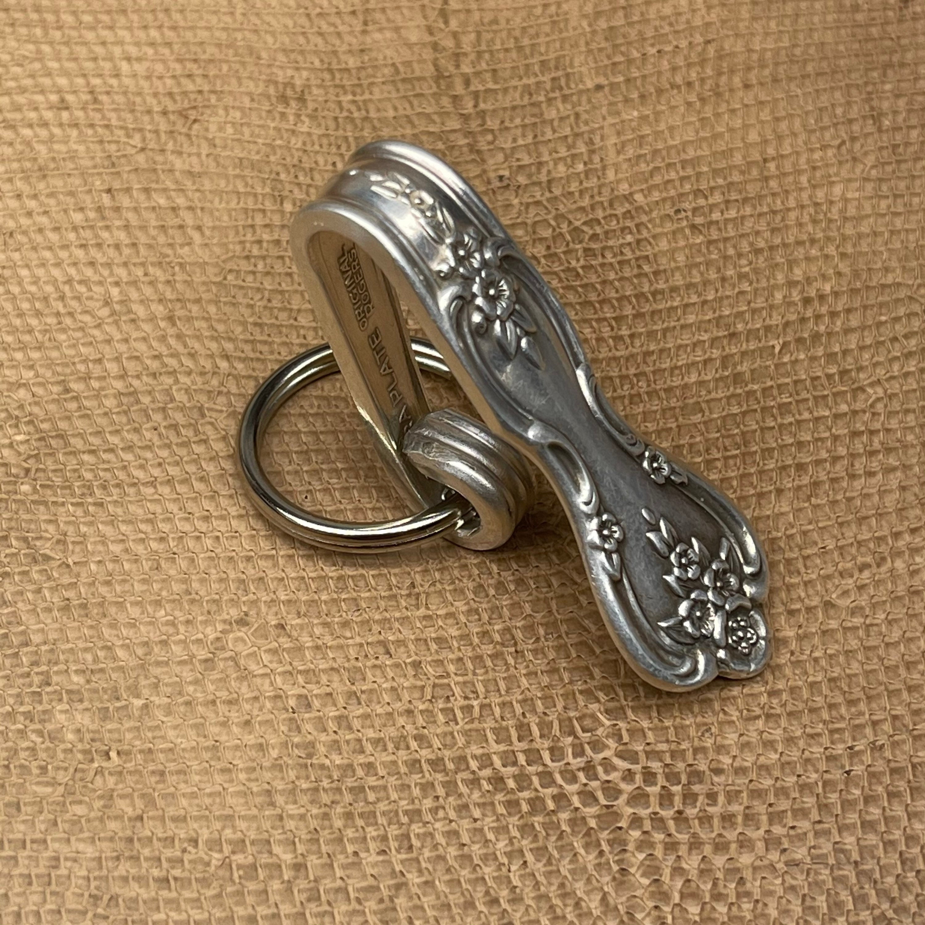 Vintage Silver Purse Hook Key Finder Key Holder Ring Upcycle Pocket Keychain Silverplate Silverware Magnolia Pattern Vintage Silver Purse Hook Key Finder Key Holder Ring Upcycle Pocket Keychain Silverplate Silverware Magnolia Pattern
