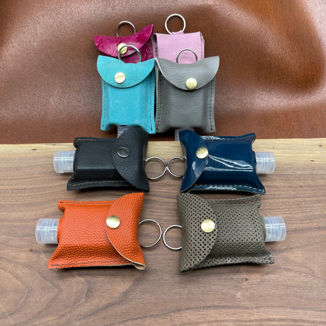 Leather Sanitizer Keychain Pouch with Full Sanitizer. Sturdy Etsy