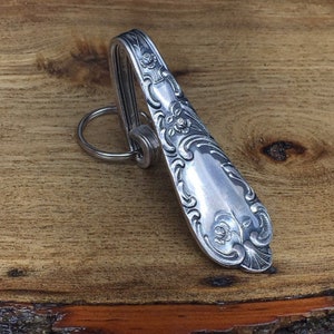 Rare Vintage Purse Hook Silver Key Finder Key Ring Keychain Silverplate Silverware Antique Tie Bar Money Clip German Kortner Rostfrei