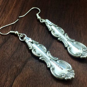 Spoon Earrings 1902 TROY &quot;Robinson&quot; Monogrammed Antique Vintage R Wallace Silverplate Silverware