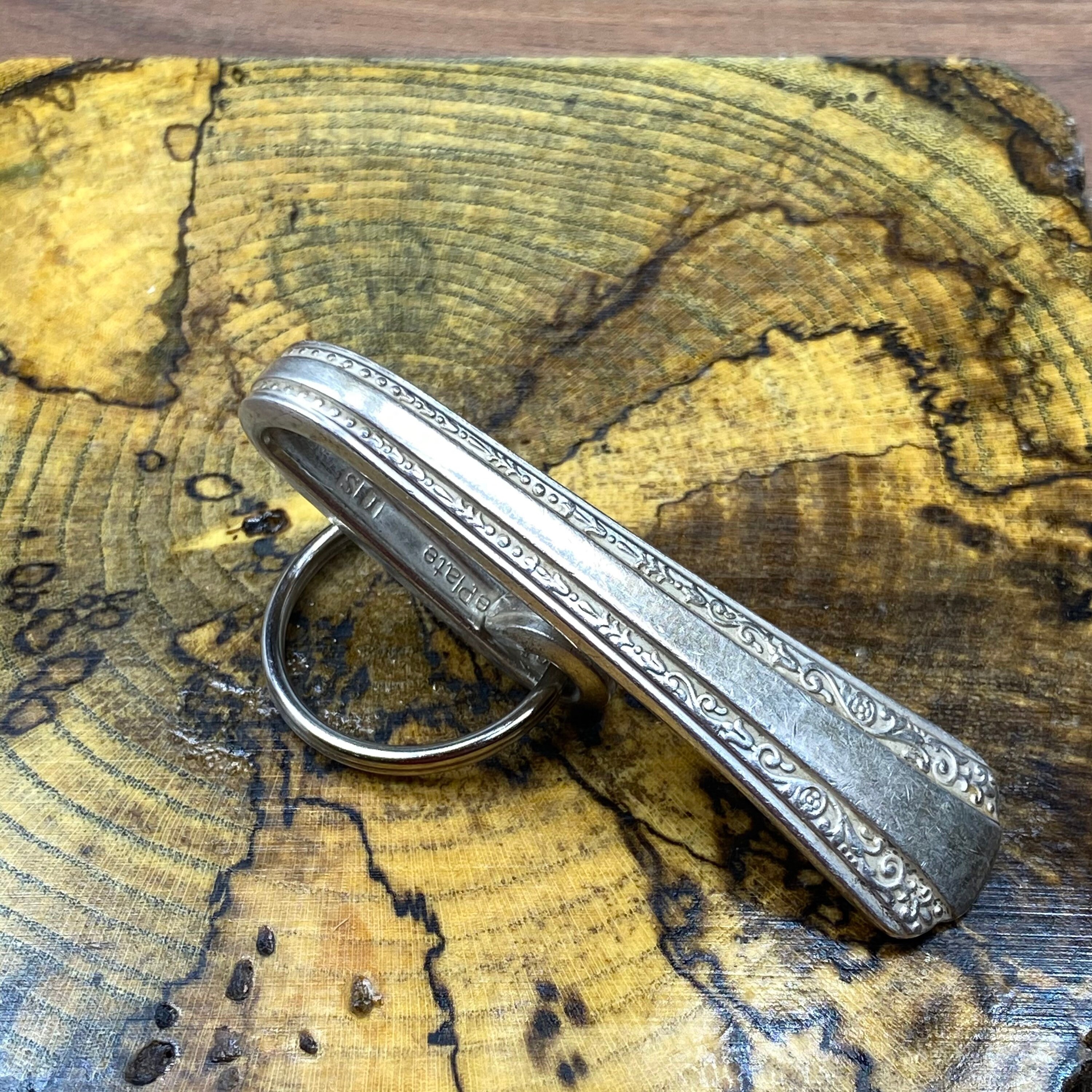 Vintage Silver Purse Hook Key Finder Key Holder Ring Upcycle Pocket  Keychain Silverplate Silverware Friendship