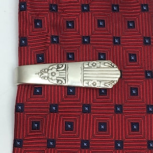 Tie Bar / Money Clip Clasp Made From Antique Silverplate Silverware Harmony