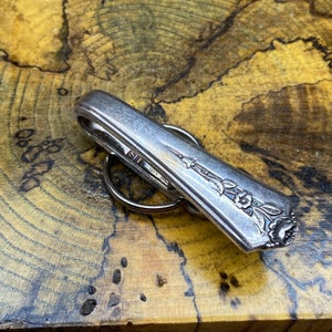 Vintage Purse Hook Silver Key Finder Key Ring Keychain Silverplate Silverware Antique Tie Bar Money Clip Spring Garden