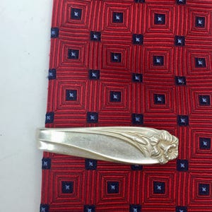 Tie Bar / Money Clip Clasp Made From Antique Silverplate Silverware Vintage Silver Daffodil