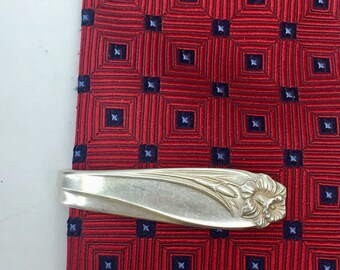 Tie Bar / Money Clip Clasp Made From Antique Silverplate Silverware Vintage Silver Daffodil