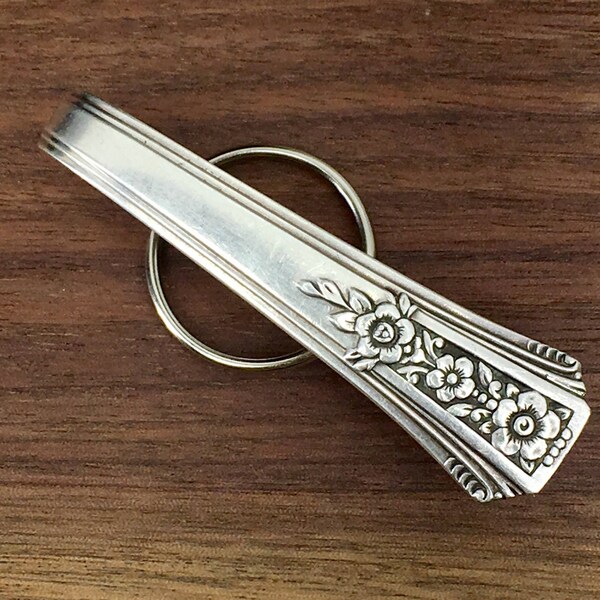 Vintage Silver Purse Hook Key Finder Key Holder Ring Upcycle Pocket Keychain Silverplate Silverware Antique Fortune