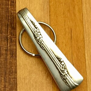 Purse Hook Key Finder Key Ring Keychain Silverplate Silverwear Fairfield Rose image 2