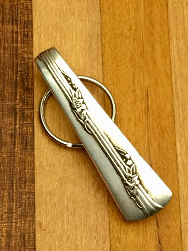 Purse Hook Key Finder Key Ring Keychain Silverplate Silverwear Fairfield Rose image 2