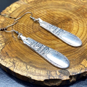 Spoon Earrings Sweetheart Pattern Antique Vintage Silverplate Silverware Gift Christmas