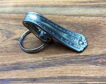 M or W Mono Purse Hook Clip Silver Key Finder Key Ring Keychain Silverplate Silverware Antique nsco Reinforced Vintage