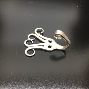 Curly Fork Assorted Hook Hanger or Purse Key Chain Hook From Antique Vintage Silverplate Silverware. Pre-drilled ready to mount