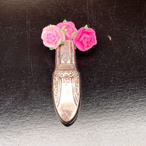 Magnetic Bud Vase Boutonniere Strong Magnet Lapel Antique Vintage Silverplate Silver Recycle Floral Wedding Brooch Fridge First Love