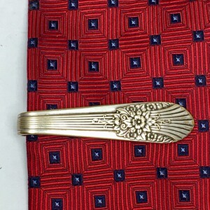 Tie Bar / Money Clip Clasp Made From Antique Silverplate Silverware Vintage Silver Mist
