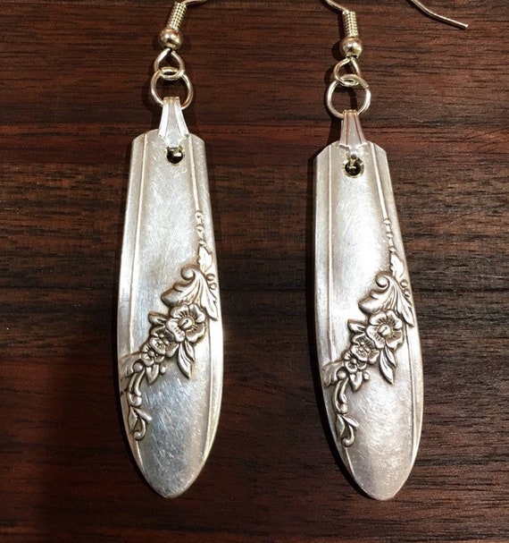 Spoon Earrings Vintage Oneida Community Artistry Silverware Plate Jewelry