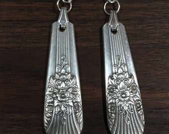 Marigold Earrings Silverplate Silverware Spoon Fork Silver Mist