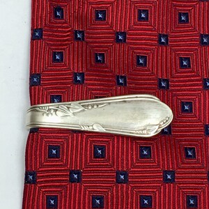 Tie Bar / Money Clip Clasp Made From Antique Silverplate Silverware Vintage Silver. Meadowbrook