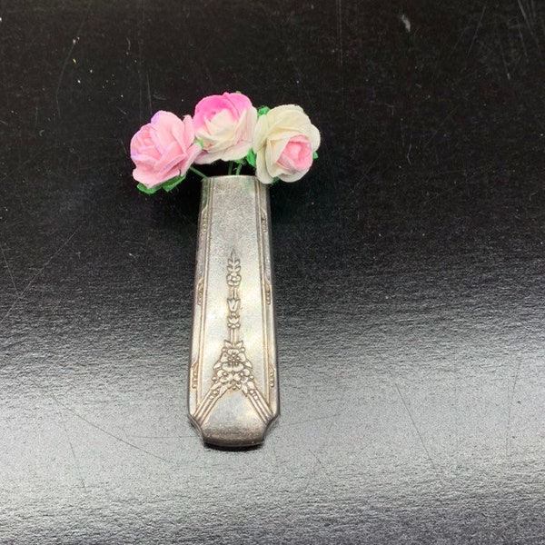 Magnetic Bud Vase Boutonniere Strong Magnet Lapel Antique Vintage Silverplate Silver Recycle Floral Wedding Brooch milady