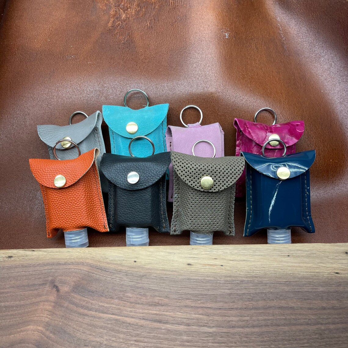 Leather Sanitizer Keychain Pouch with Full Sanitizer. Sturdy Etsy