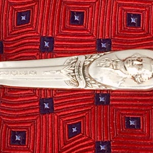 Tie Bar / Money Clip Presidential Many Different Presidents George Washington Clasp Made From Antique Silverplate Silverware Vintage Silver.