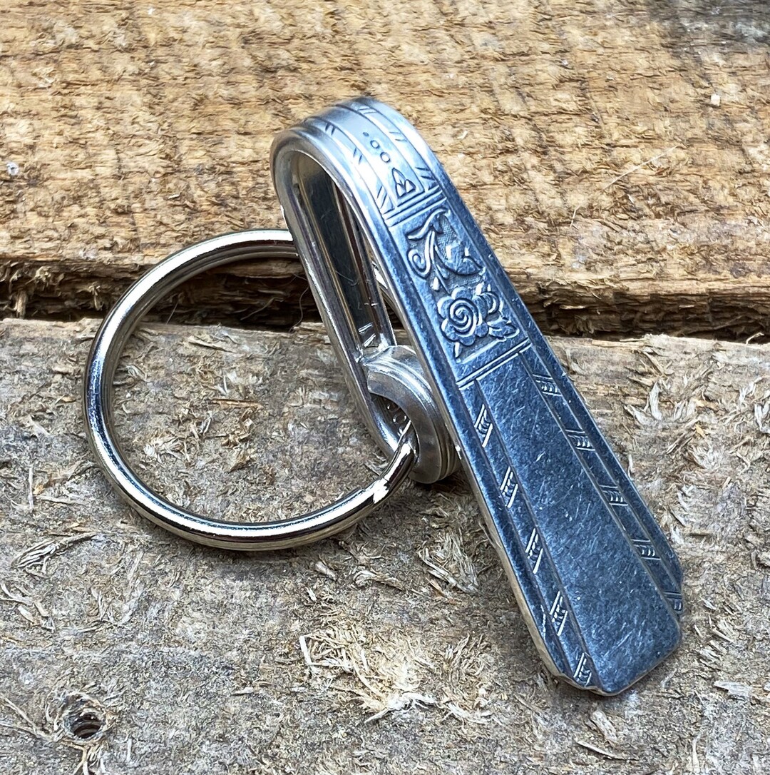 Vintage Purse Hook Silver Key Finder Key Ring Keychain Silverplate Silverware Antique Unknown