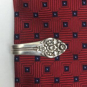 Tie Bar / Money Clip Clasp Made From Antique Silverplate Silverware Vintage Silver.