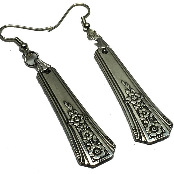 Spoon Earrings 1939 Tudor Oneida Community Fortune  Antique Vintage Silverplate Silverware Gift