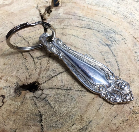 Vintage Keychain Silver Key Finder Key Ring Silverplate Silverware