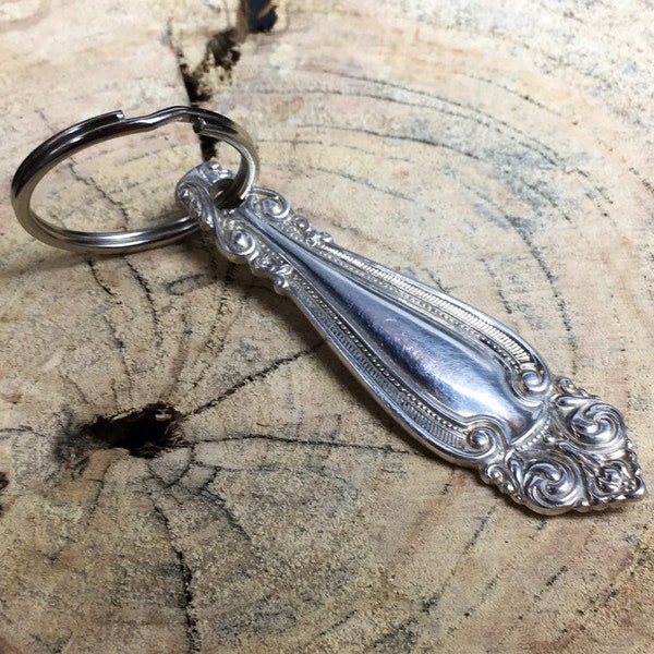 Vintage Keychain Silver Key Finder Key Ring Silverplate Silverware Antique Recycle