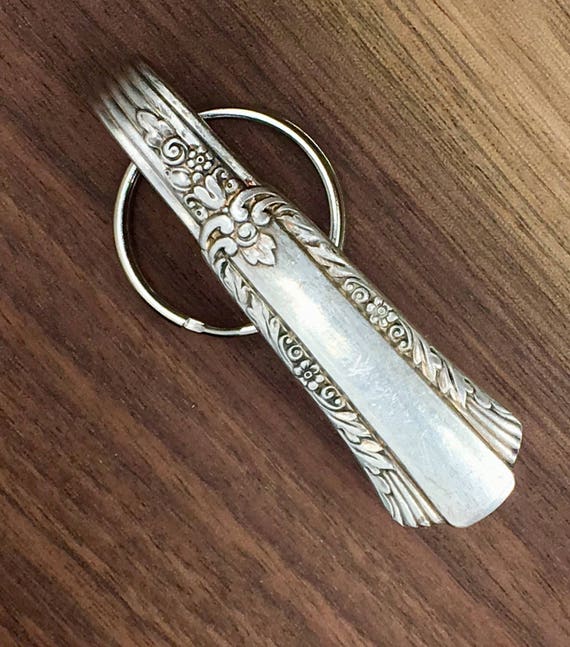 Vintage Silver Purse Hook Key Finder Key Holder Ring Upcycle