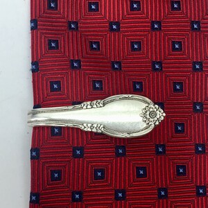 Tie Bar / Money Clip Clasp Made From Antique Silverplate Silverware Vintage Silver Remembrance