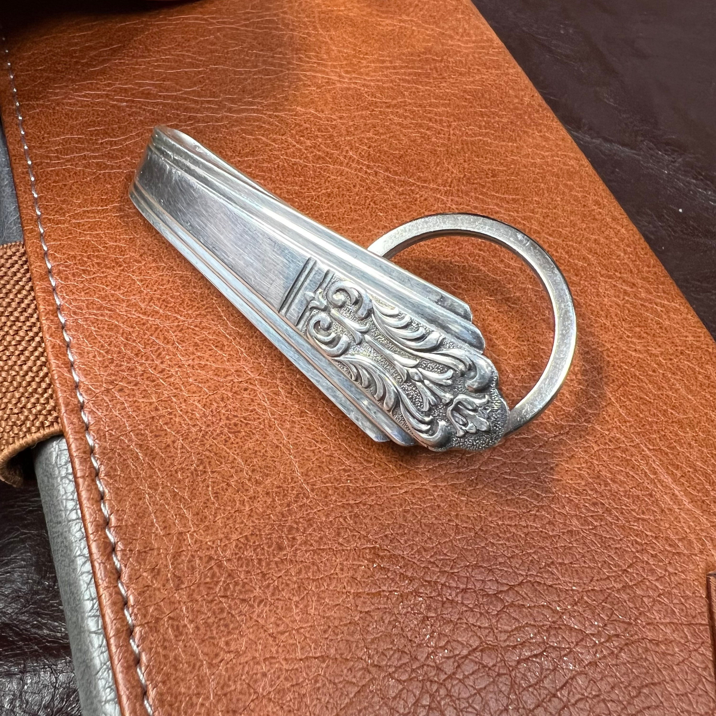 TwoCartersandCo Rare Purse Hook Clip Vintage Silver Key Finder Key Ring Keychain Silverplate Silverware Antique Edward Holmes