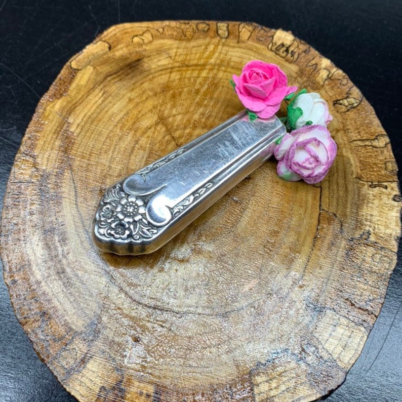 Magnetic Bud Vase Boutonniere Strong Magnet Lapel Pin Antique Vintage Silverplate Silver Recycle Floral Wedding Brooch Fridge Unknown Pat